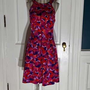 Vibrant Floral Sleeveless Dress Cappagallo derby Easter size 10 halter zip D394